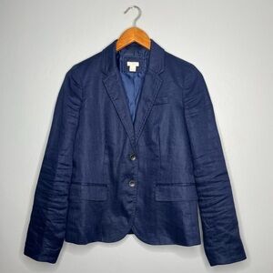 J. Crew SchoolBoy Navy Blue Lightweight Linen Preppy Blazer